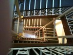 Unterkonstruktion fr Aufzug in denkmalgeschtztem Bestand mit gleichzeitiger Abfangung der alten Holztreppe